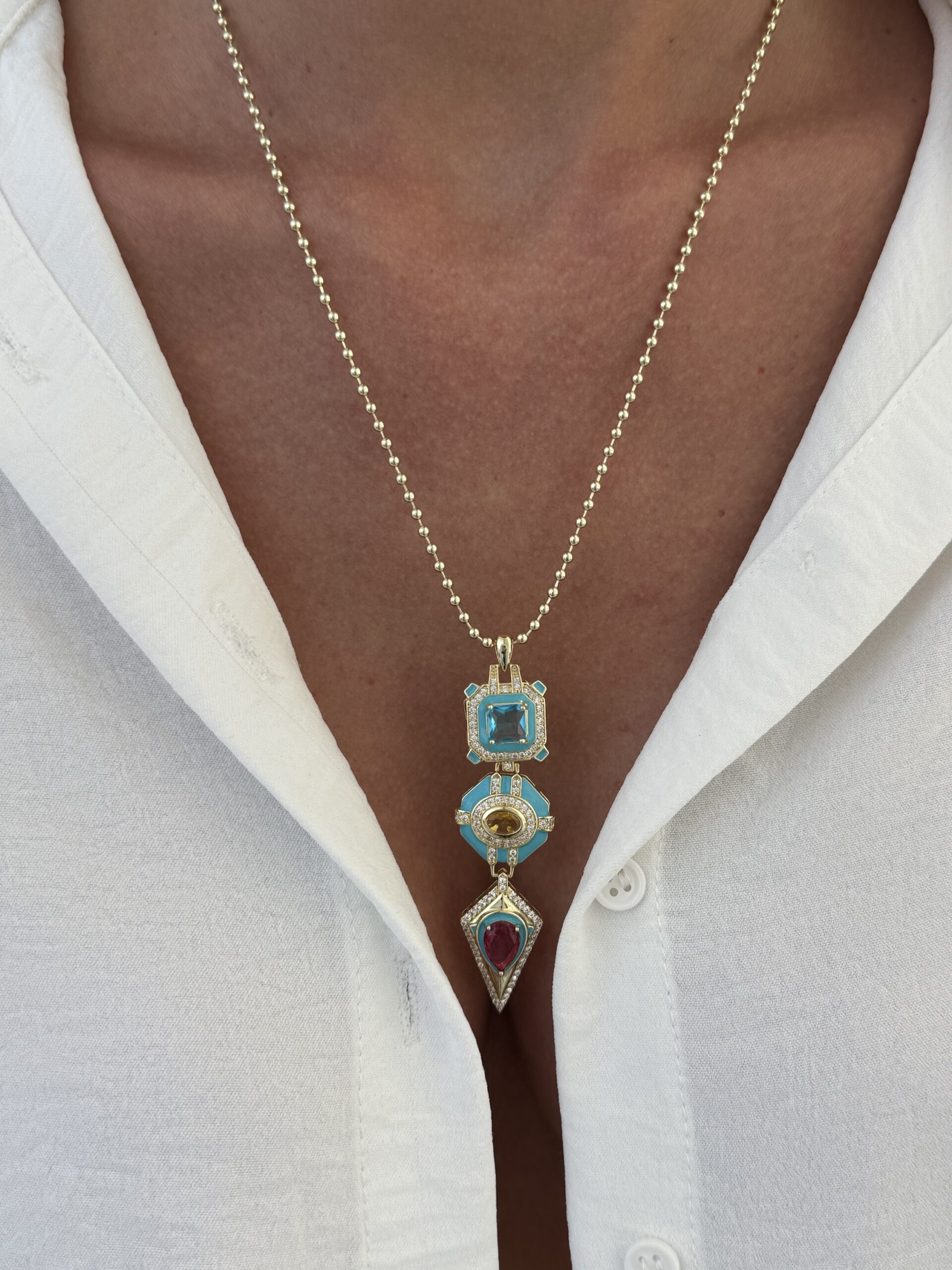 img_6317-4 Özel Seri Mavi Geometrik Tasarım Gold Top Zincir Kolye