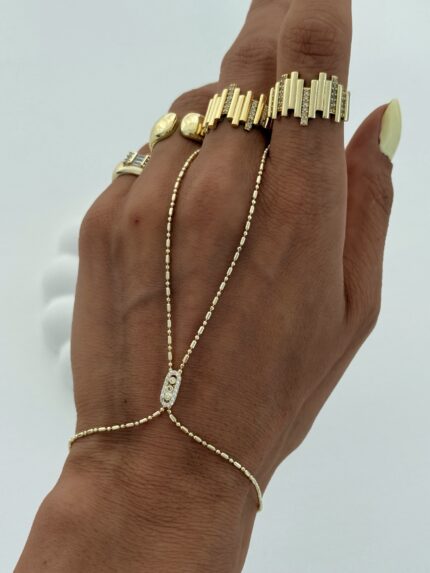 Özel Seri Zirkon Taşlı Marka Model Kesik Zincir Gold Şahmeran