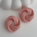 Özel Seri Pembe Renk Gül Tasarım Akrilik Küpe