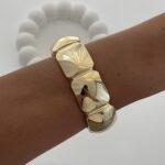 Özel Seri Şerit Detay Gold Kelepçe Bileklik