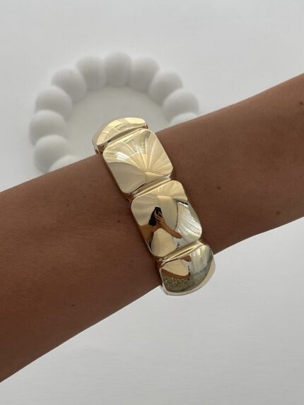 Özel Seri Şerit Detay Gold Kelepçe Bileklik