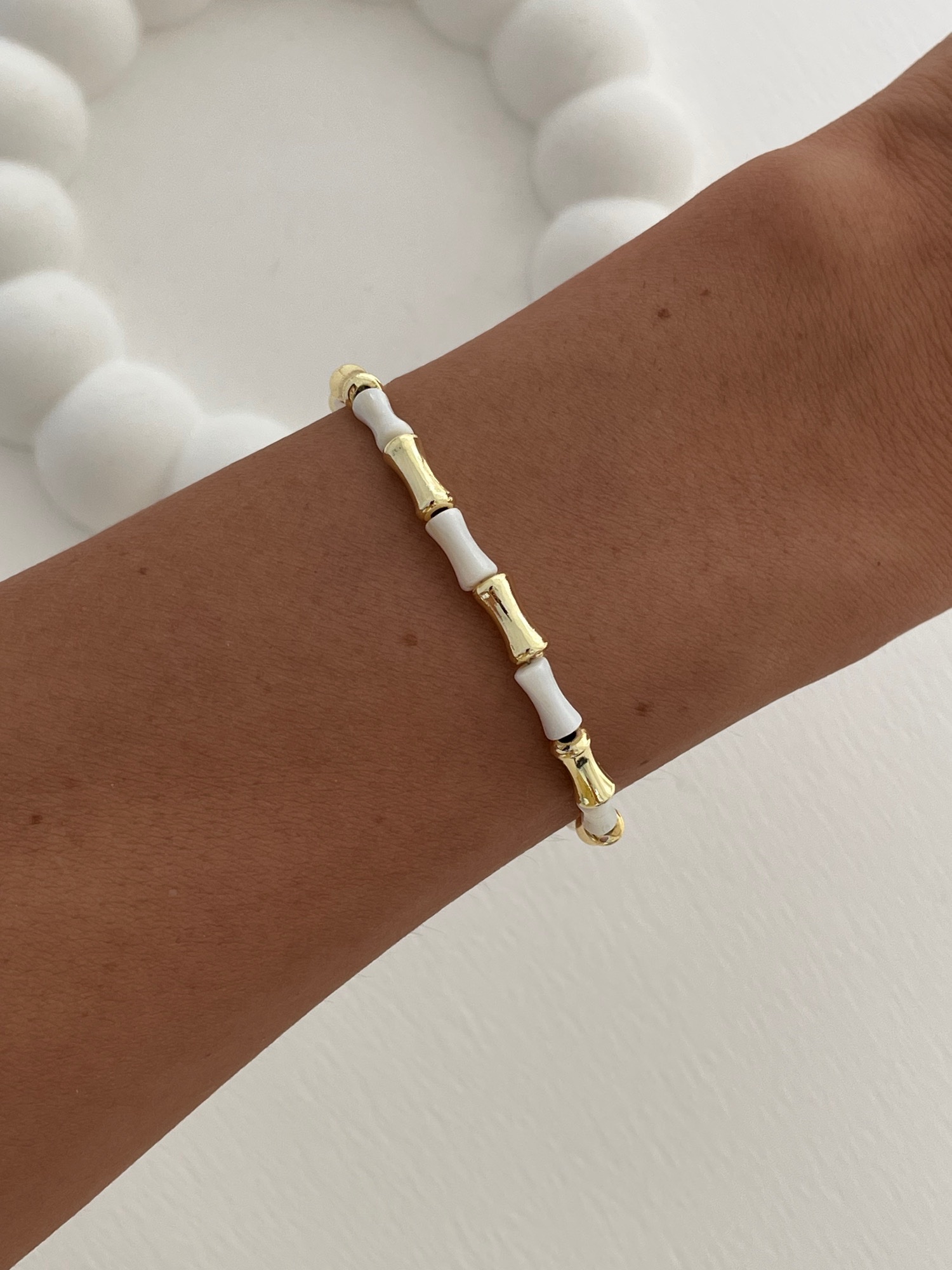 img_0234 Özel Seri Krem - Gold Kemik Tasarım Bileklik