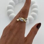 Özel Seri Zirkon Taş Düğüm Tasarım Ayarlanabilir Gold Yüzük