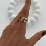 Özel Seri Zirkon Taş Geometrik Tasarım Ayarlanabilir Gold Yüzük