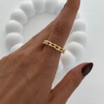 Özel Seri Zirkon Taş Marka Model Ayarlanabilir Gold Yüzük