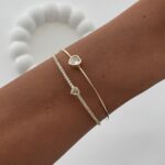 Özel Seri Zirkon Taşlı Kalp Tasarım Gold Ayarlanabilir Bileklik