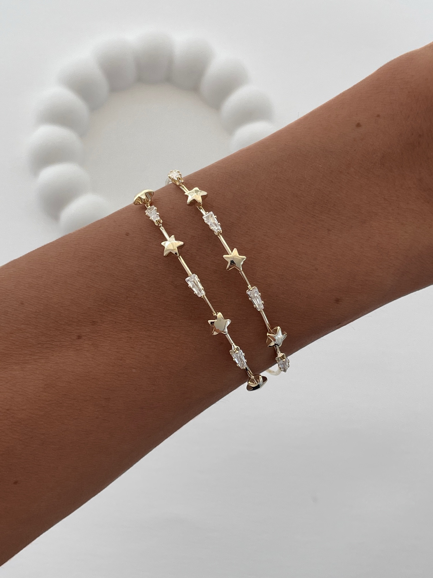 img_3214-2 Özel Seri Baget Taşlı Yıldız Tasarım Gold Ayarlanabilir Bileklik