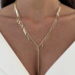 Özel Seri Geometrik Saçak Tasarım Gold Y Kolye