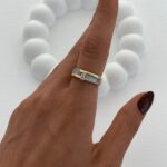 Özel Seri Zirkon Taş Çivi Tasarım Ayarlanabilir Gold Yüzük