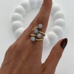 Özel Seri Zirkon Taş Dörtlü Top Tasarım Ayarlanabilir Gold Yüzük