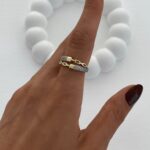 Özel Seri Zirkon Taş Zincir Tasarım Ayarlanabilir Gold Yüzük