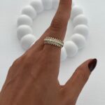 Özel Seri Zirkon Taş Mini Kare Tasarım Ayarlanabilir Gold Yüzük