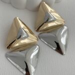 Özel Seri Gold & Gümüş İkili Üçgen Tasarım Maksi Boy Küpe