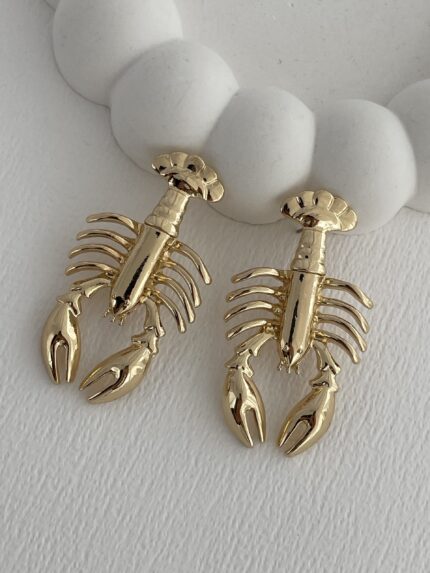 Özel Seri Yengeç Tasarım Gold Küpe