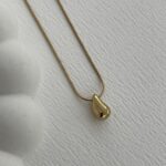 Çelik Mini Damla Tasarım Gold Kolye
