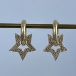 Özel Seri Zirkon Taşlı Yıldız Tasarım Gold Küpe