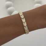 Özel Seri Zirkon Taşlı İnce Başak Tasarım Gold Bileklik