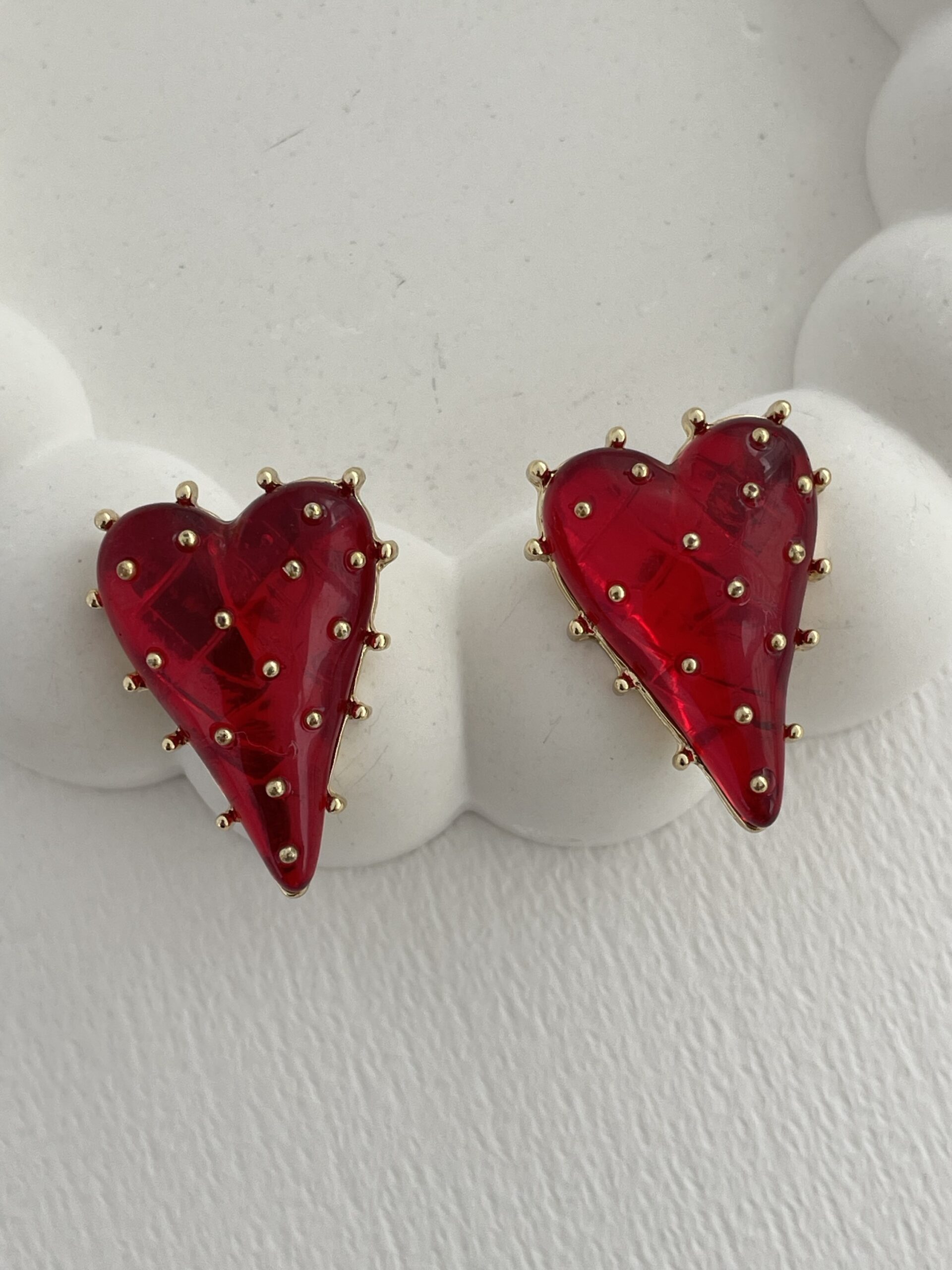 img_2460-4 Özel Seri Kırmızı Çilek Tasarım Gold Küpe