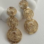 Özel Seri Üçlü Spiral Tasarım Maksi Boy Gold Küpe