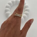 Özel Seri Zirkon & Baget Taşlı İkili Gold Ayarlanabilir Yüzük