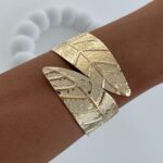 Özel Seri Yaprak Tasarım Gold Kelepçe Bileklik