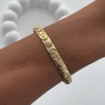 Çelik Zirkon Taşlı Ay & Güneş Tasarım Sıkıştırılabilir Gold Bileklik