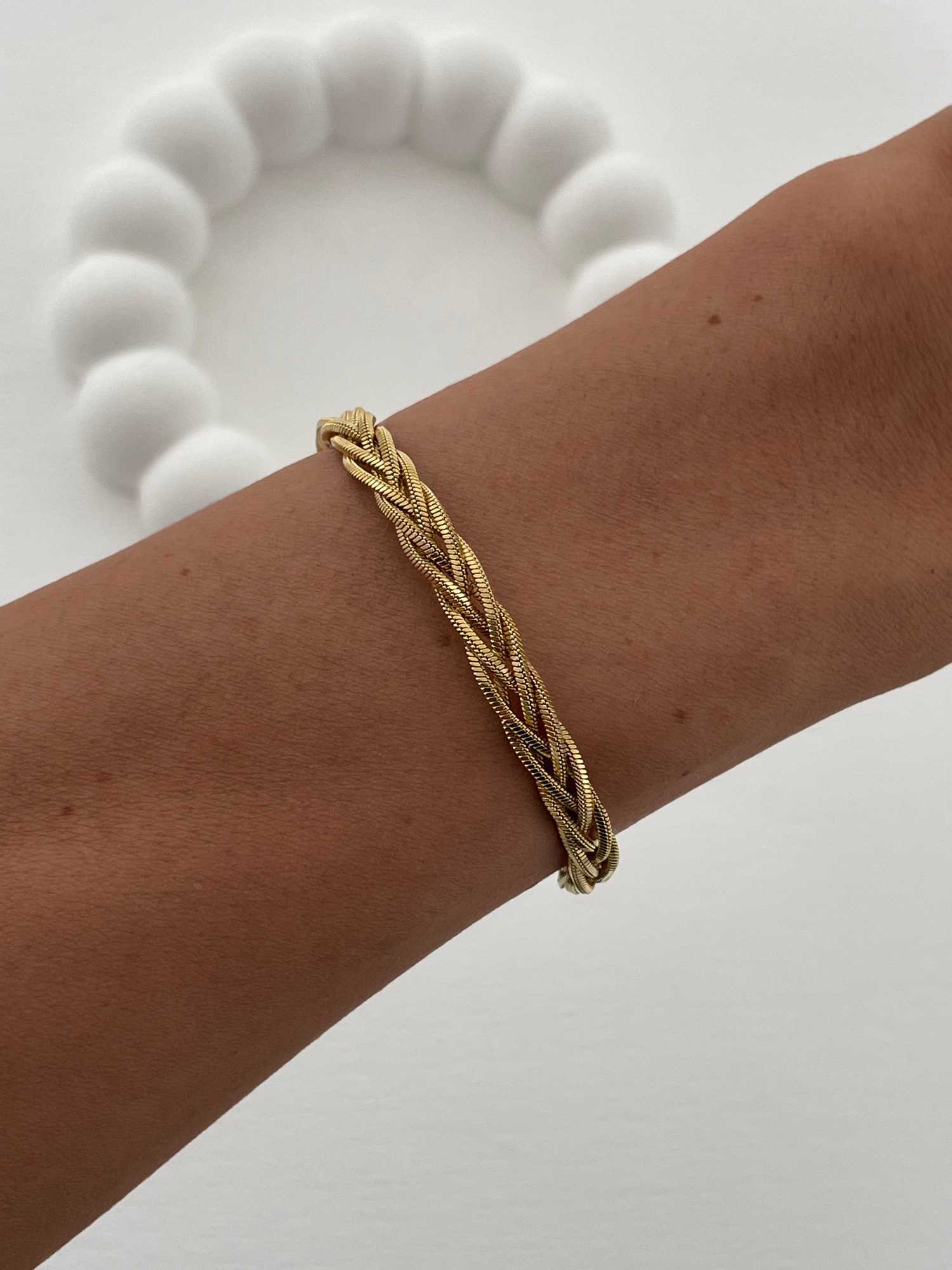 img_4563-4 Çelik Dörtlü Burgu Tasarım Gold Bileklik