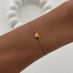 Çelik Mini Kalp Tasarım Gold Bileklik