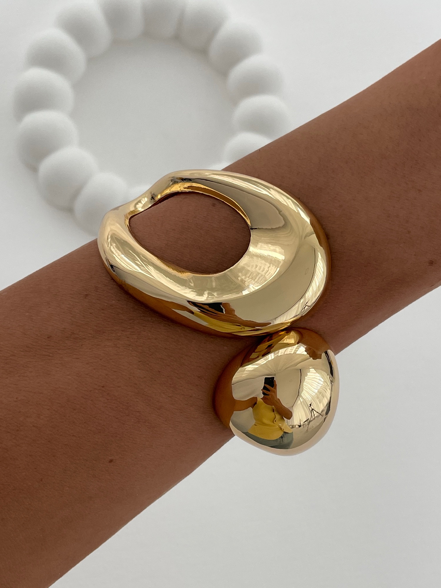 img_6334-5 Özel Seri Damla Tasarım Gold Kelepçe Bileklik