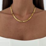 Çelik Arpa Tasarım Gold Kolye