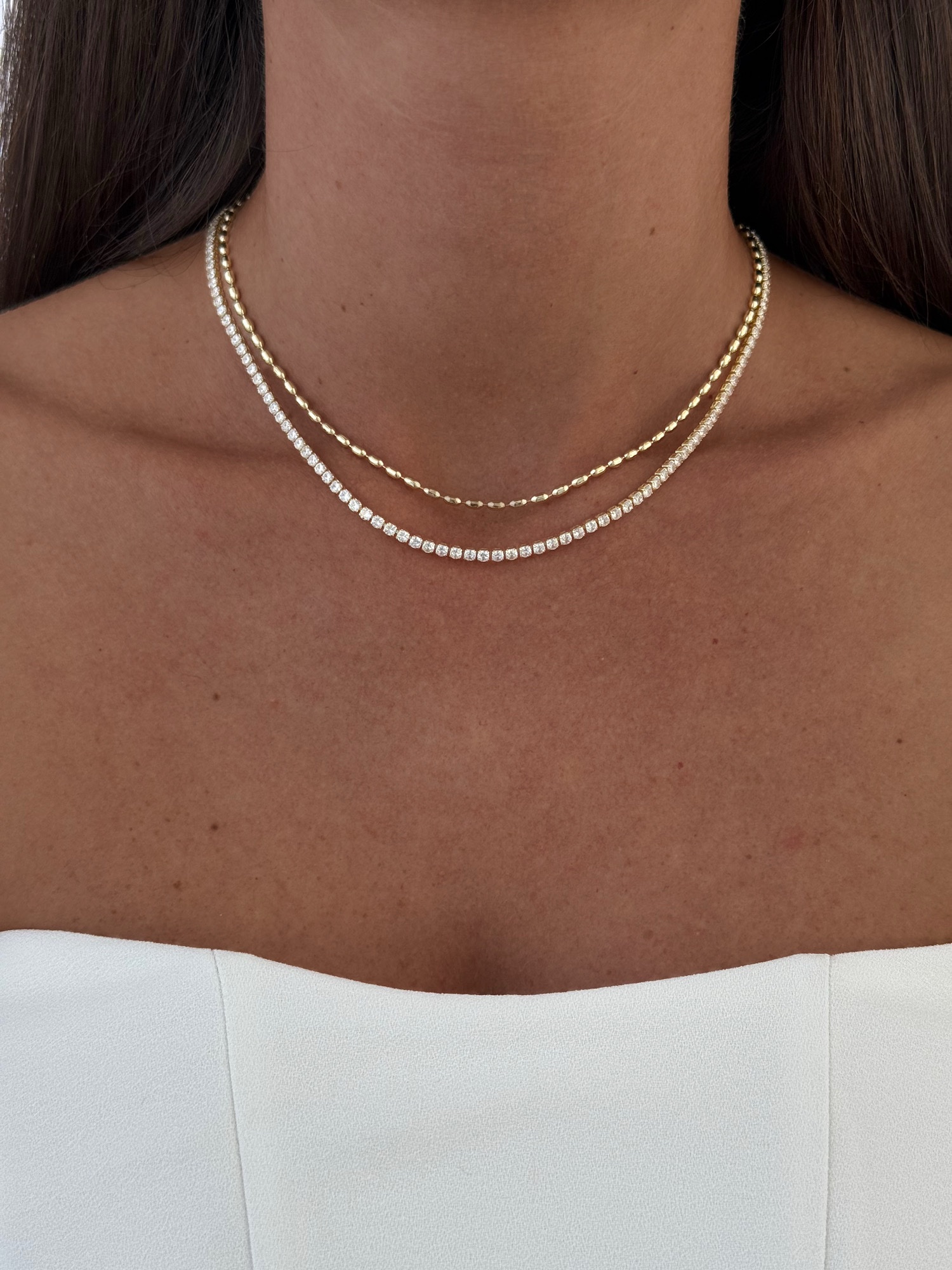 img_8393-5 Özel Seri Zirkon Taşlı Su Yolu & Arpa Zincir İkili Gold Kolye