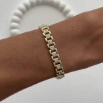 Özel Seri Zirkon Taşlı Geometrik Tasarım Gold Bileklik