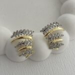 Özel Seri Zirkon Taşlı Geometrik Tasarım Gold Küpe