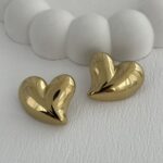 Çelik Kalp Tasarım Gold Küpe