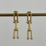 Çelik Marka Model Zincir Tasarım Gold Küpe
