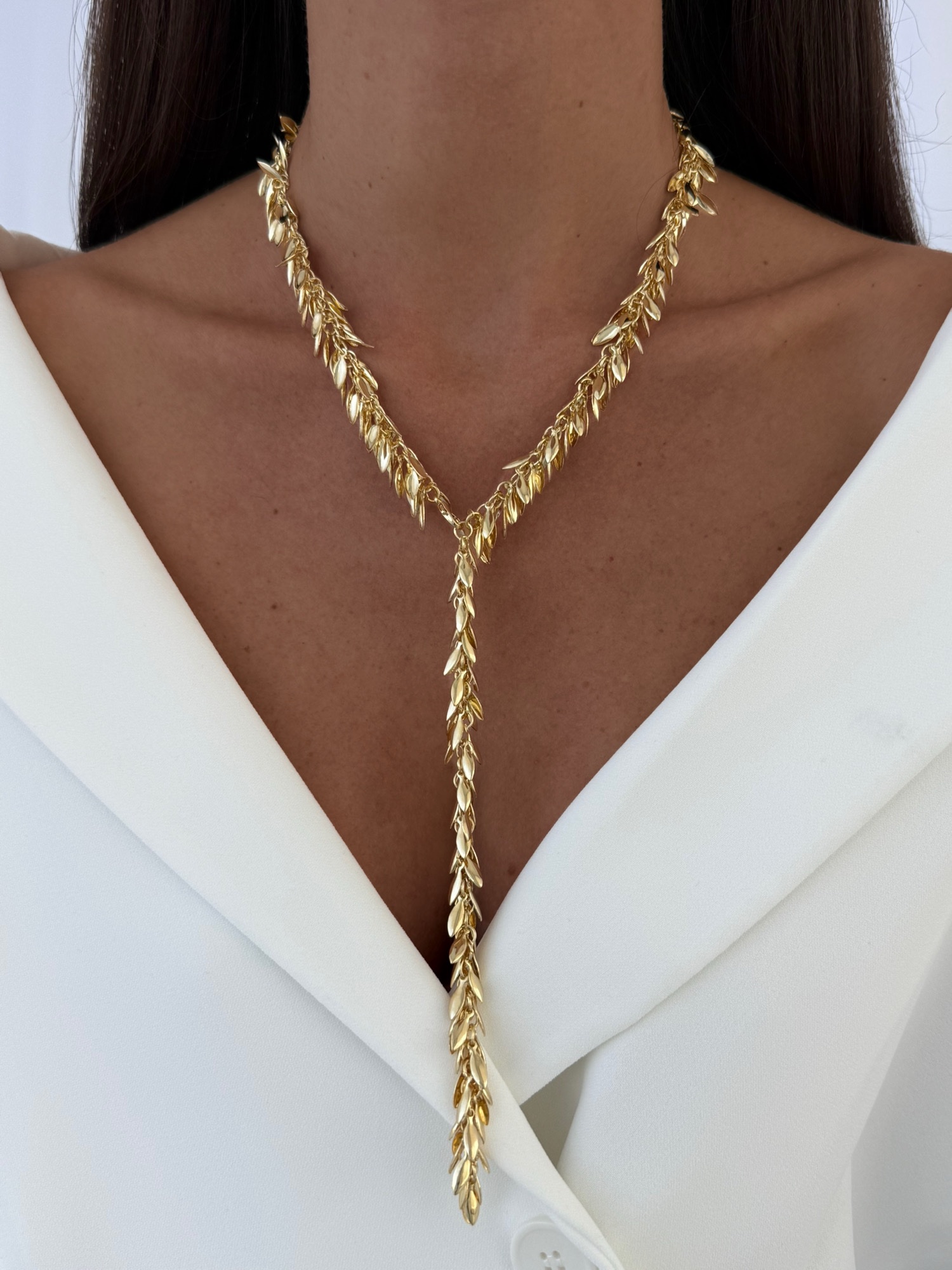 img_2600-5 Özel Seri Saçak Yaprak Tasarım Gold Y Kolye