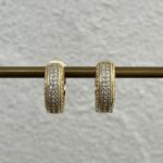 Özel Seri Zirkon Taşlı Kalın Gold Halka Küpe