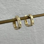 Özel Seri Zirkon Taşlı Küçük Dikdörtgen Gold Küpe