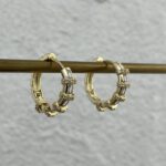 Özel Seri Zirkon & Baget Taşlı Gold Halka Küpe