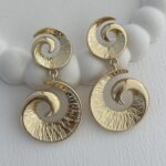 Özel Seri Tırtık Desen İkili Spiral Gold Küpe