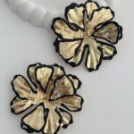 Özel Seri Siyah & Gold ZR Model Çiçek Tasarım Küpe