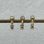 Özel Seri Zirkon Taşlı Kemik Tasarım Üçlü Halka Gold Küpe Seti