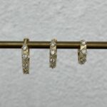 Özel Seri Zirkon Taşlı Üçlü Halka Gold Küpe Seti