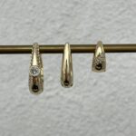 Özel Seri Zirkon Taşlı Damla Üçlü Halka Gold Küpe Seti
