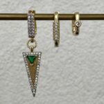 Özel Seri Zirkon Taşlı Geometrik Üçlü Halka Gold Küpe Seti