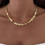 Özel Seri Desenli Mini Yuvarlak Plaka Zincir Gold Kolye