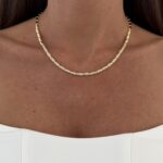Özel Seri Zirkon Taşlı Çubuk Tasarım 14k Gold Kolye