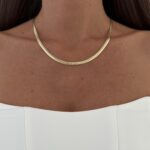 Özel Seri Desenli Ezme İtalyan Zincir 14k Gold Kolye