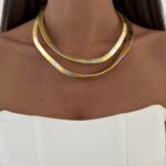 Özel Seri Gold & Gümüş Şerit Tasarım ZR Model Kolye
