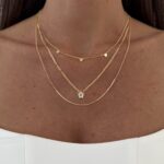 Özel Seri Yıldız Tasarım Üçlü Zincir Gold Kolye